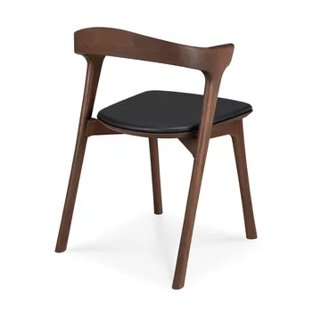 Beech dining chair - Brown teak-black leather - Ethnicraft