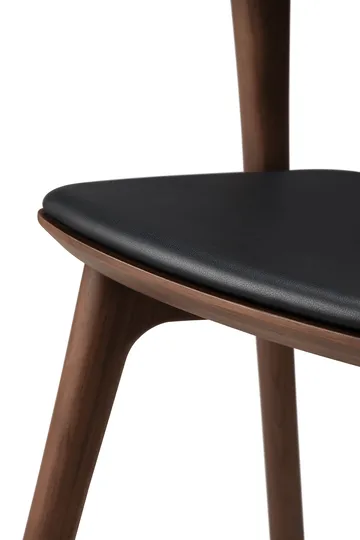 Beech dining chair - Brown teak-black leather - Ethnicraft
