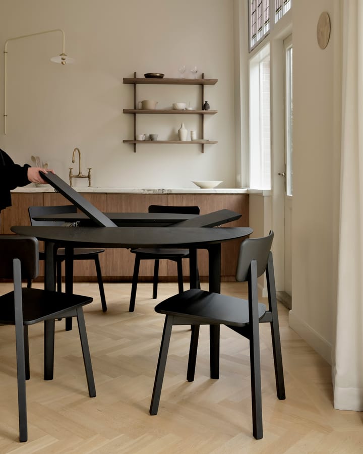 Beech dining table oval 129/179x100x76 cm, Black stained oak Ethnicraft