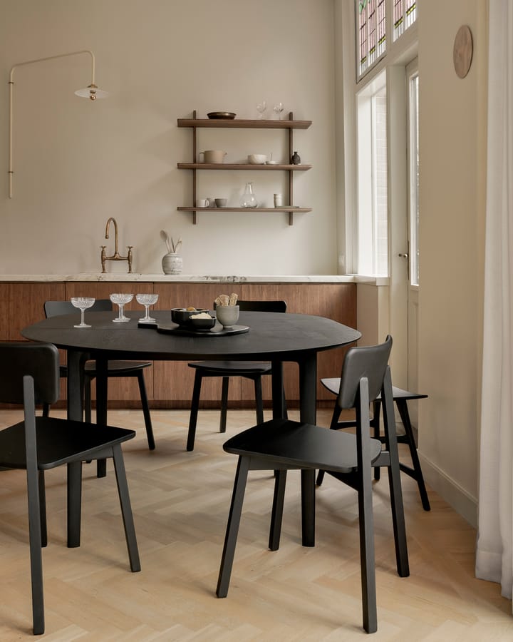 Beech dining table oval 129/179x100x76 cm, Black stained oak Ethnicraft