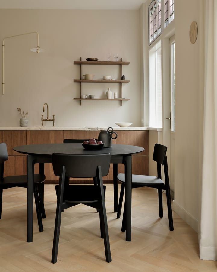 Beech dining table oval 129/179x100x76 cm, Black stained oak Ethnicraft
