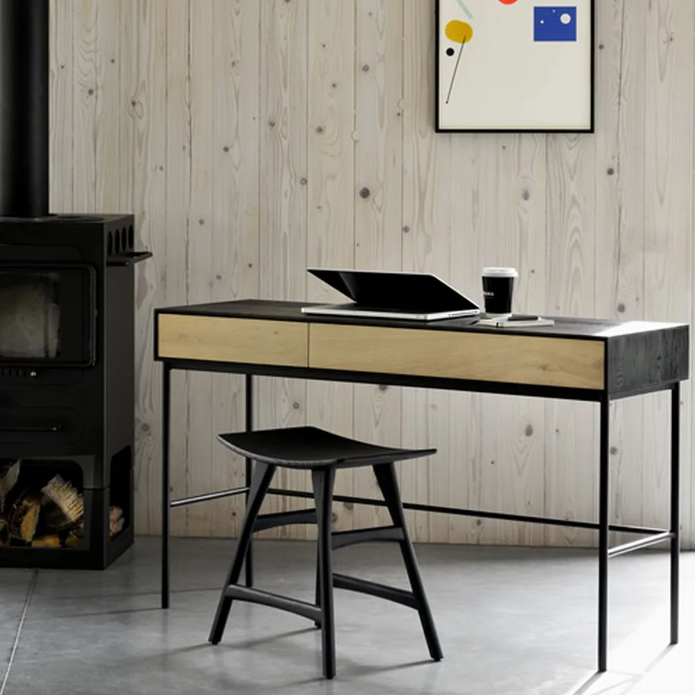 Blackbird desk, Black oak 2 drawers-Black base Ethnicraft