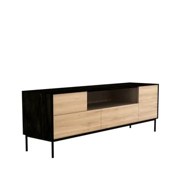 Blackbird media unit - Black oak-Black metal legs - Ethnicraft