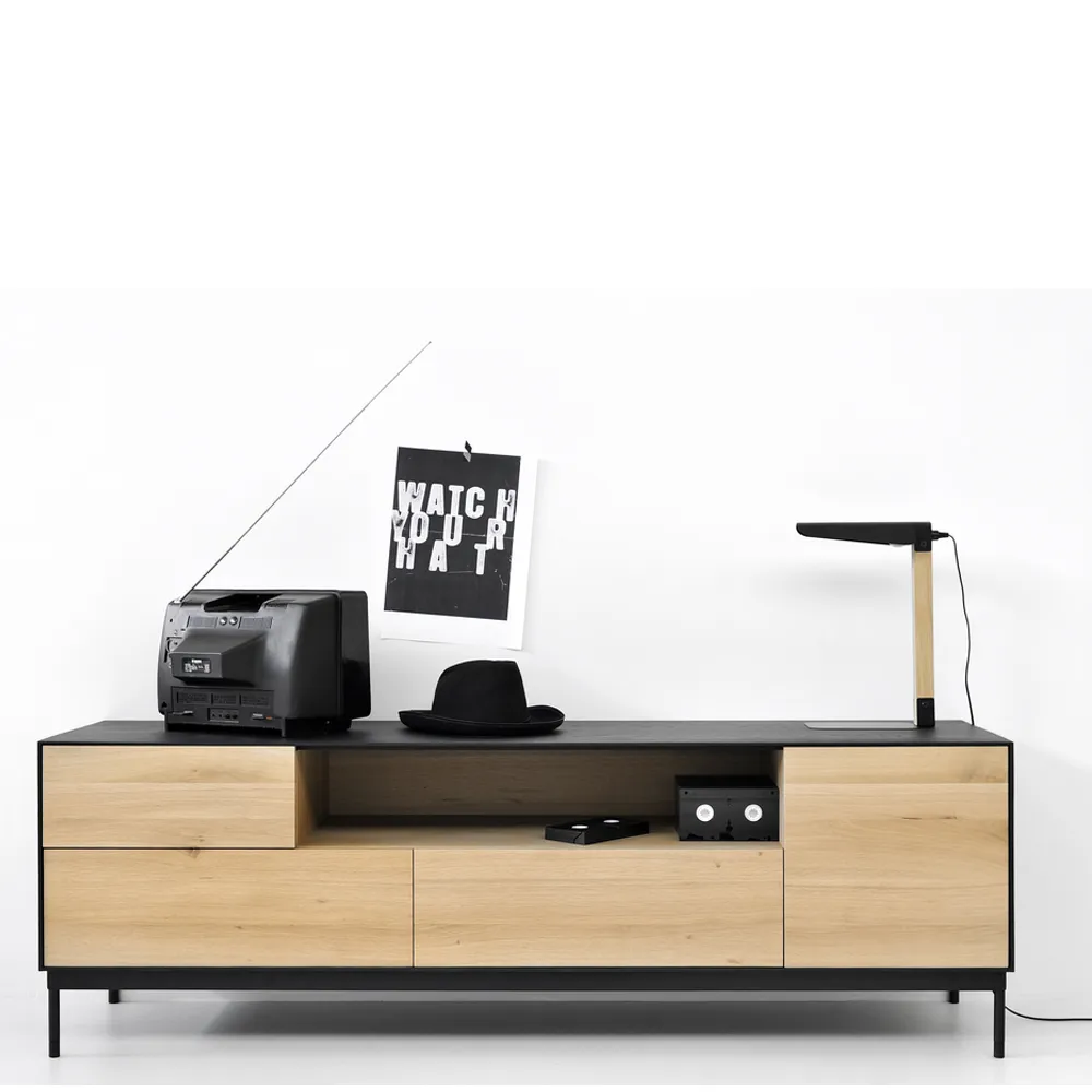 Blackbird media unit, Black oak-Black metal legs Ethnicraft