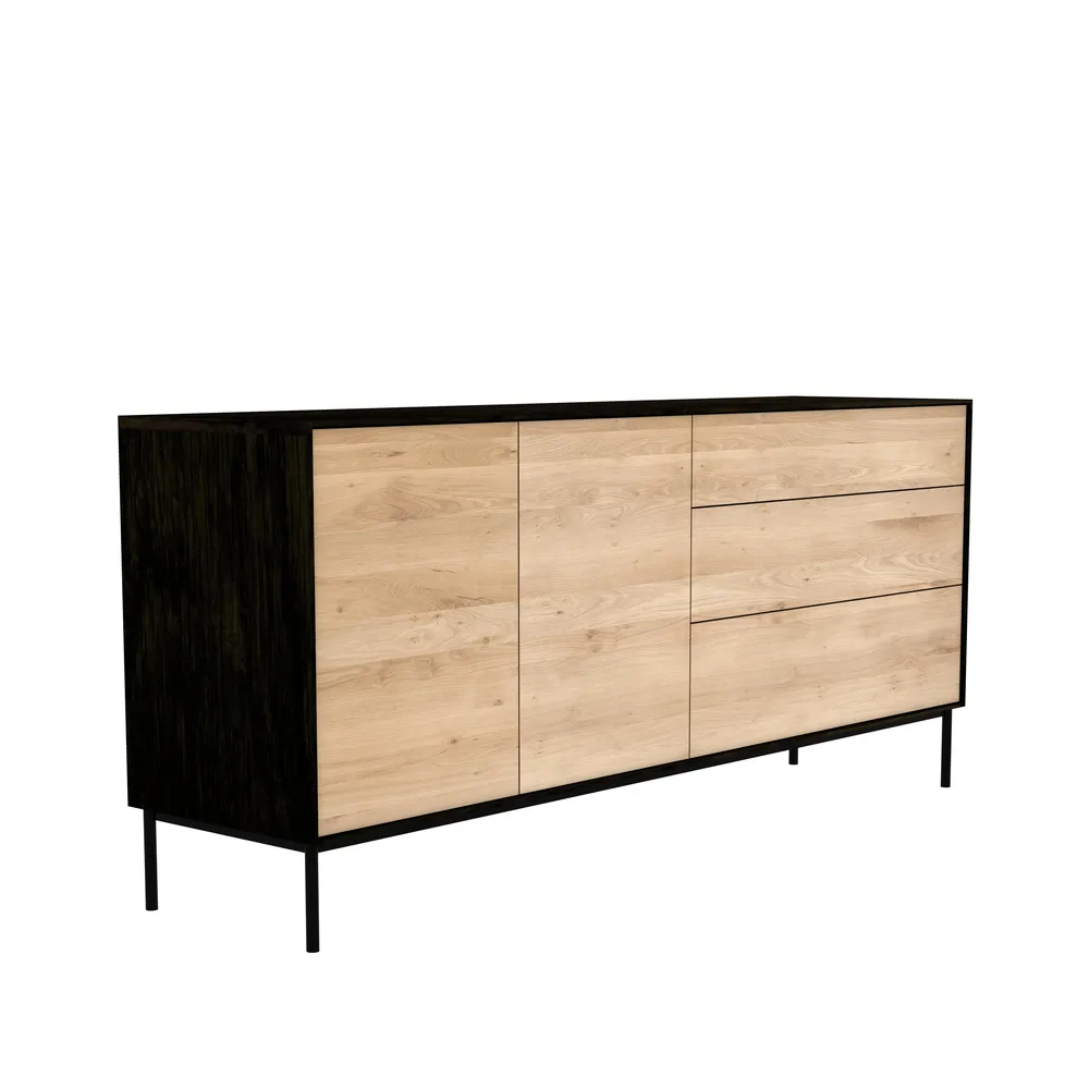 Ethnicraft Blackbird sideboard Black oak 2 doors 3 drawers