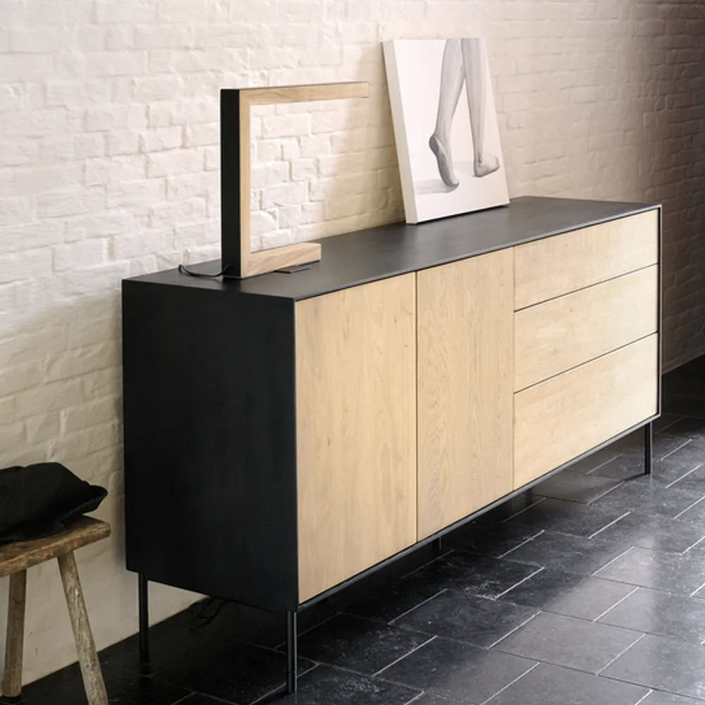 Blackbird sideboard, Black oak 2 doors 3 drawers Ethnicraft