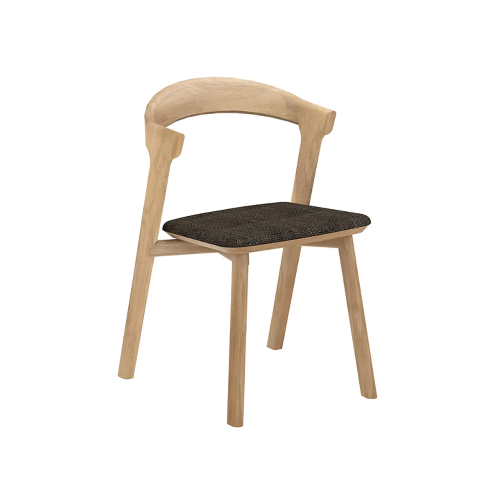 Ethnicraft Bok chair with fabric seat Dark brown cushion