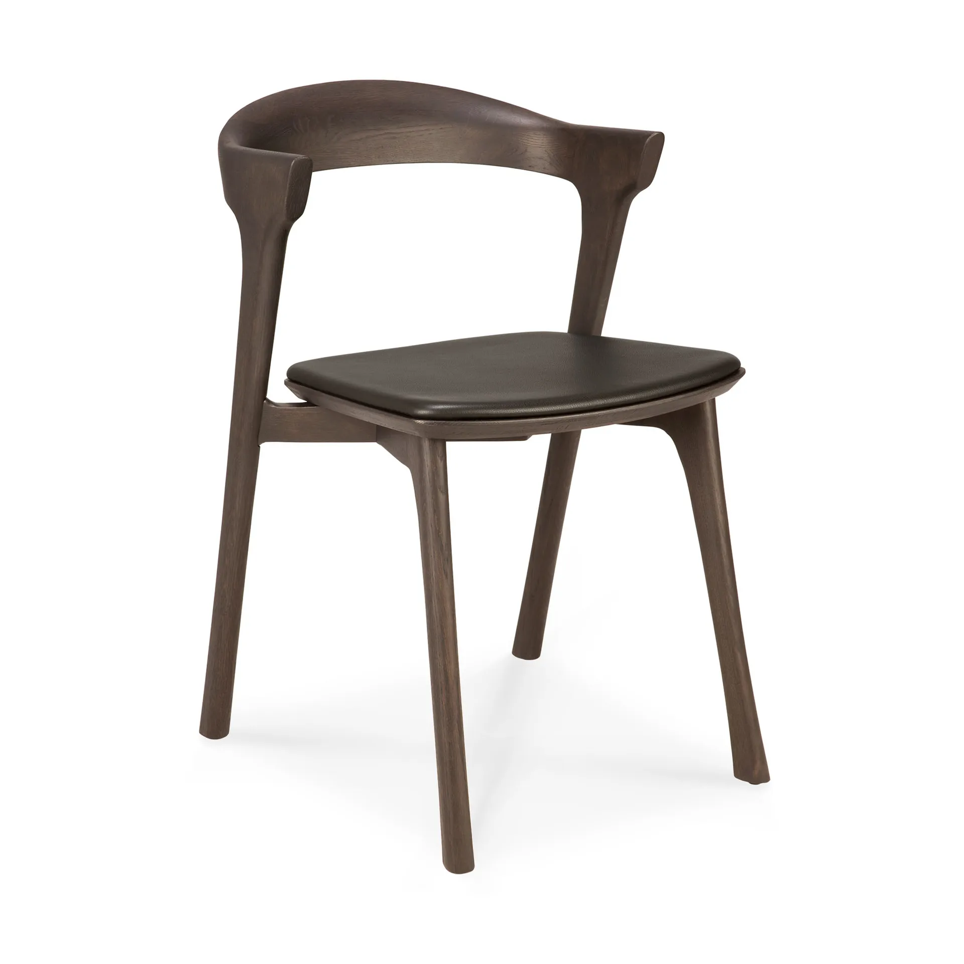 Bok chair with leather seat, Brown-stained oak-brown leather Ethnicraft