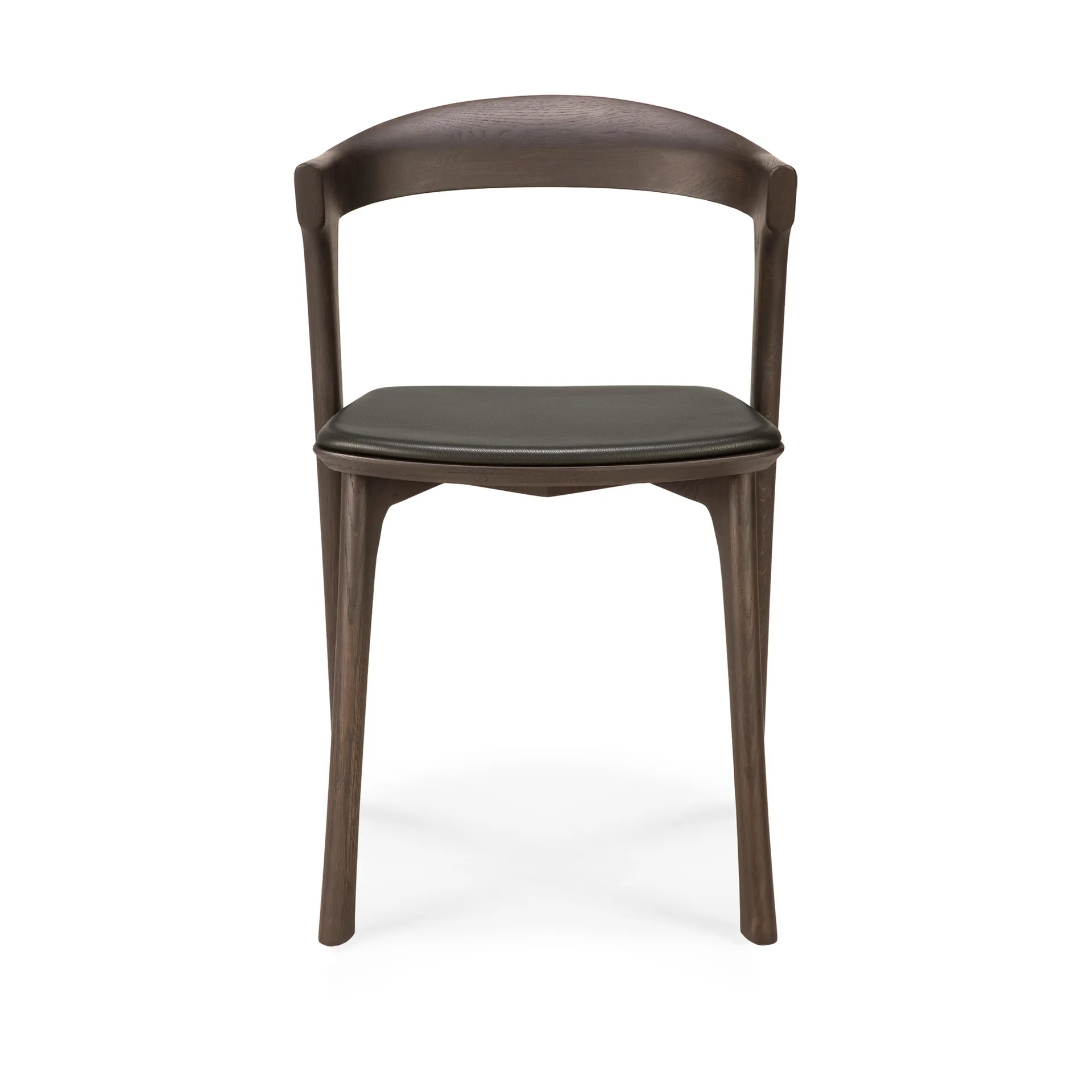 Bok chair with leather seat, Brown-stained oak-brown leather Ethnicraft