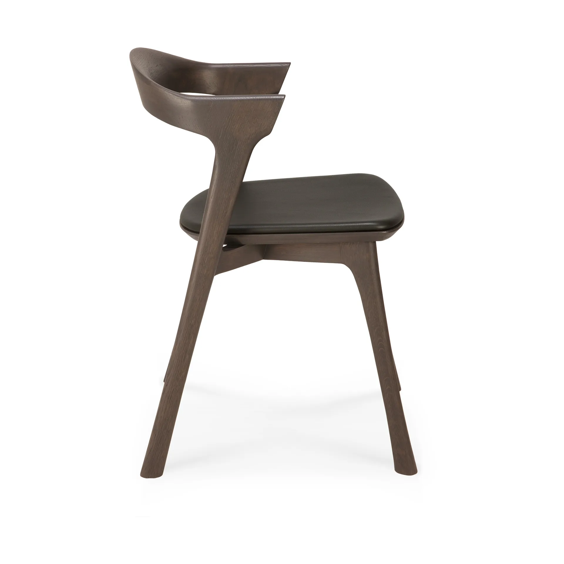Bok chair with leather seat, Brown-stained oak-brown leather Ethnicraft