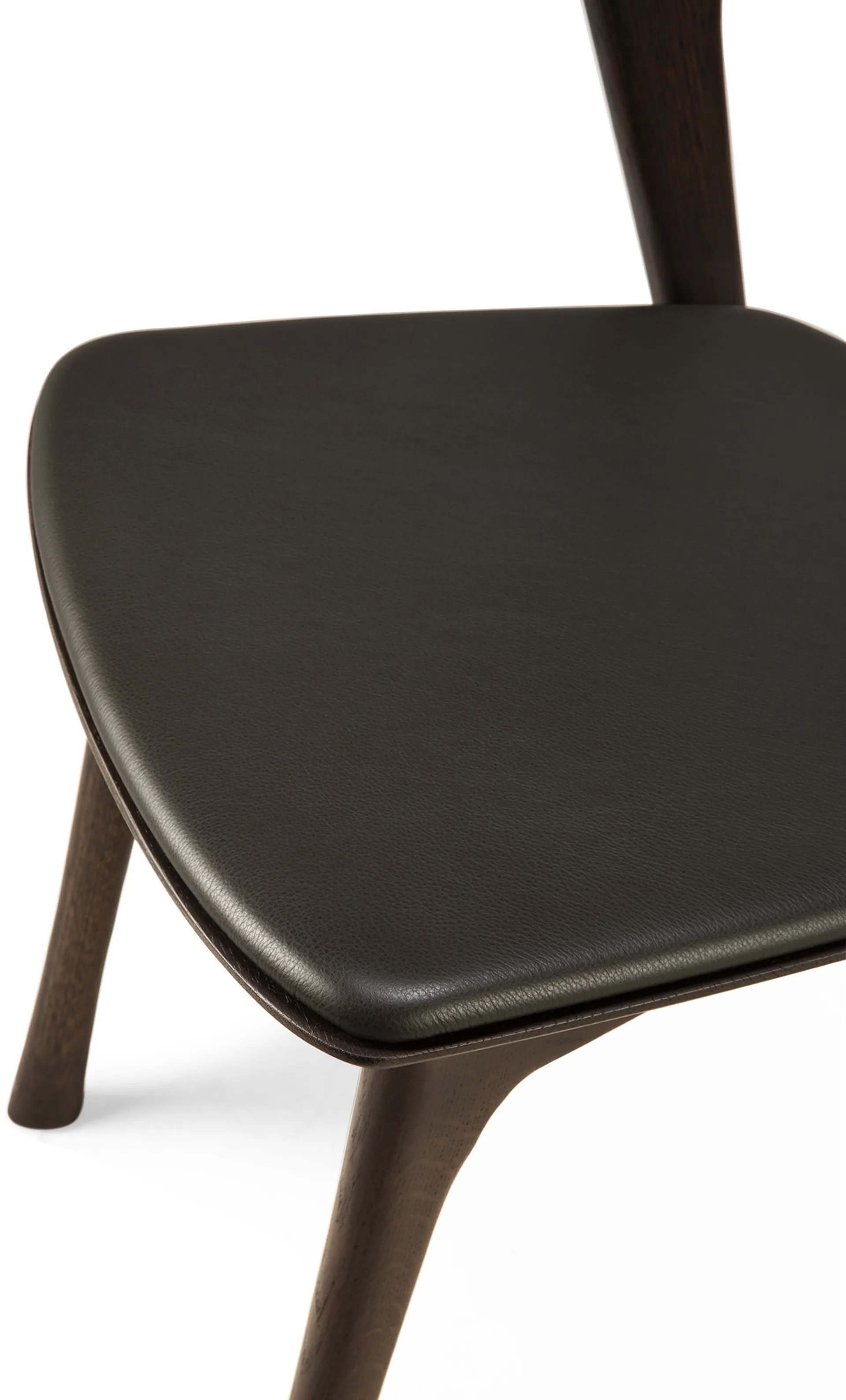 Bok chair with leather seat, Brown-stained oak-brown leather Ethnicraft