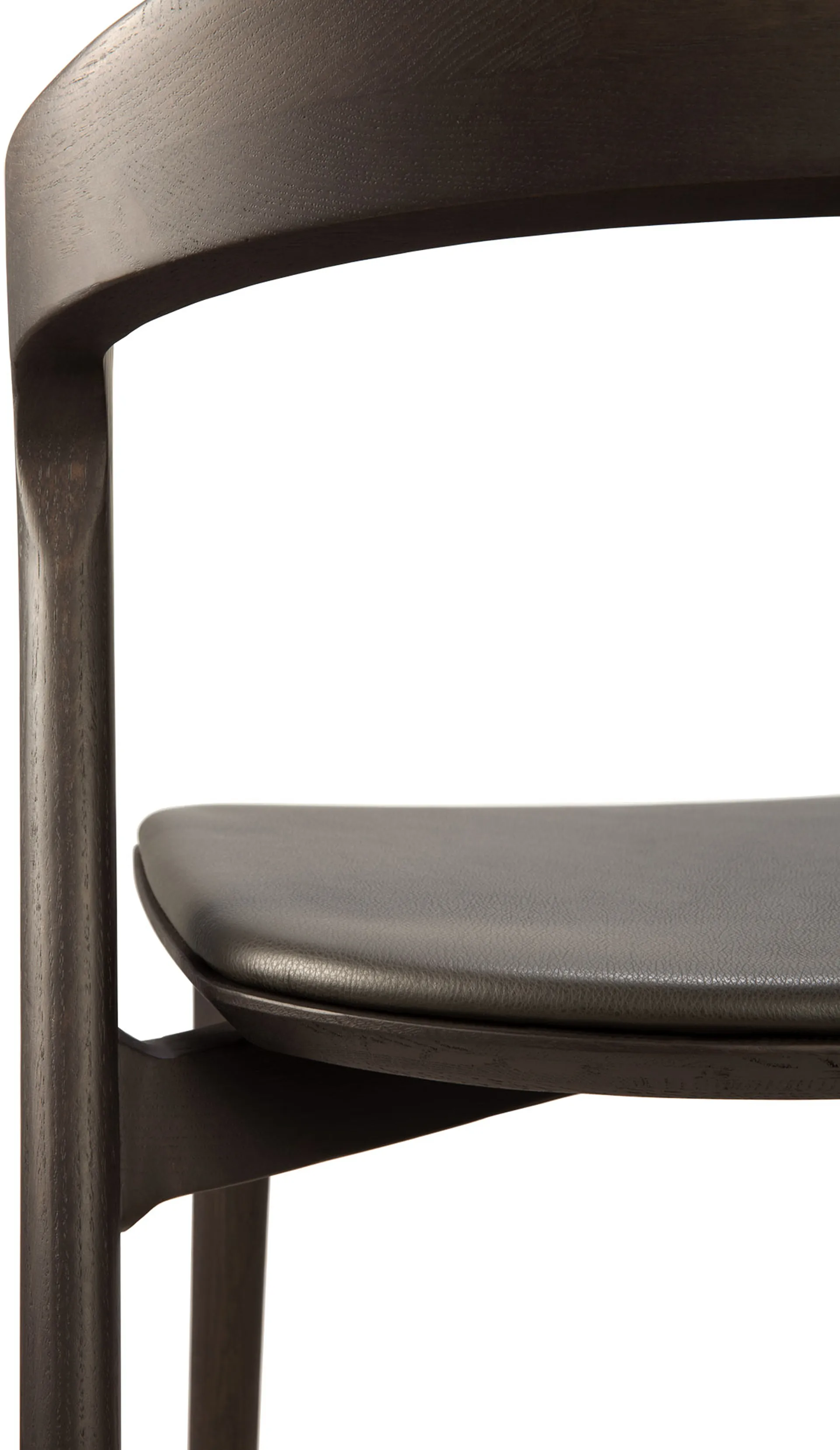 Bok chair with leather seat, Brown-stained oak-brown leather Ethnicraft