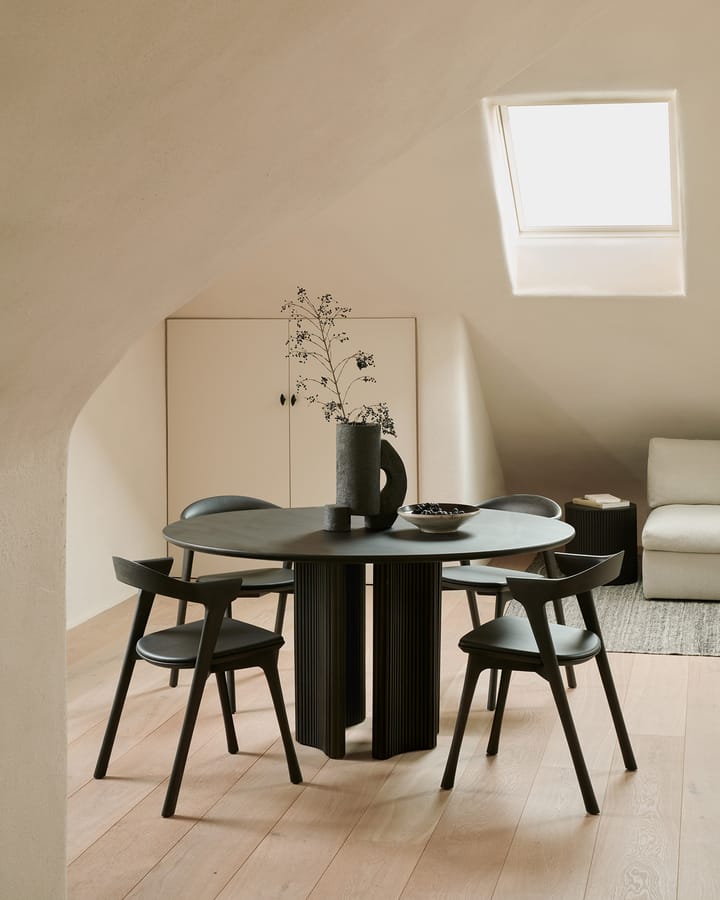 Bok chair with leather seat, Brown-stained oak-brown leather Ethnicraft
