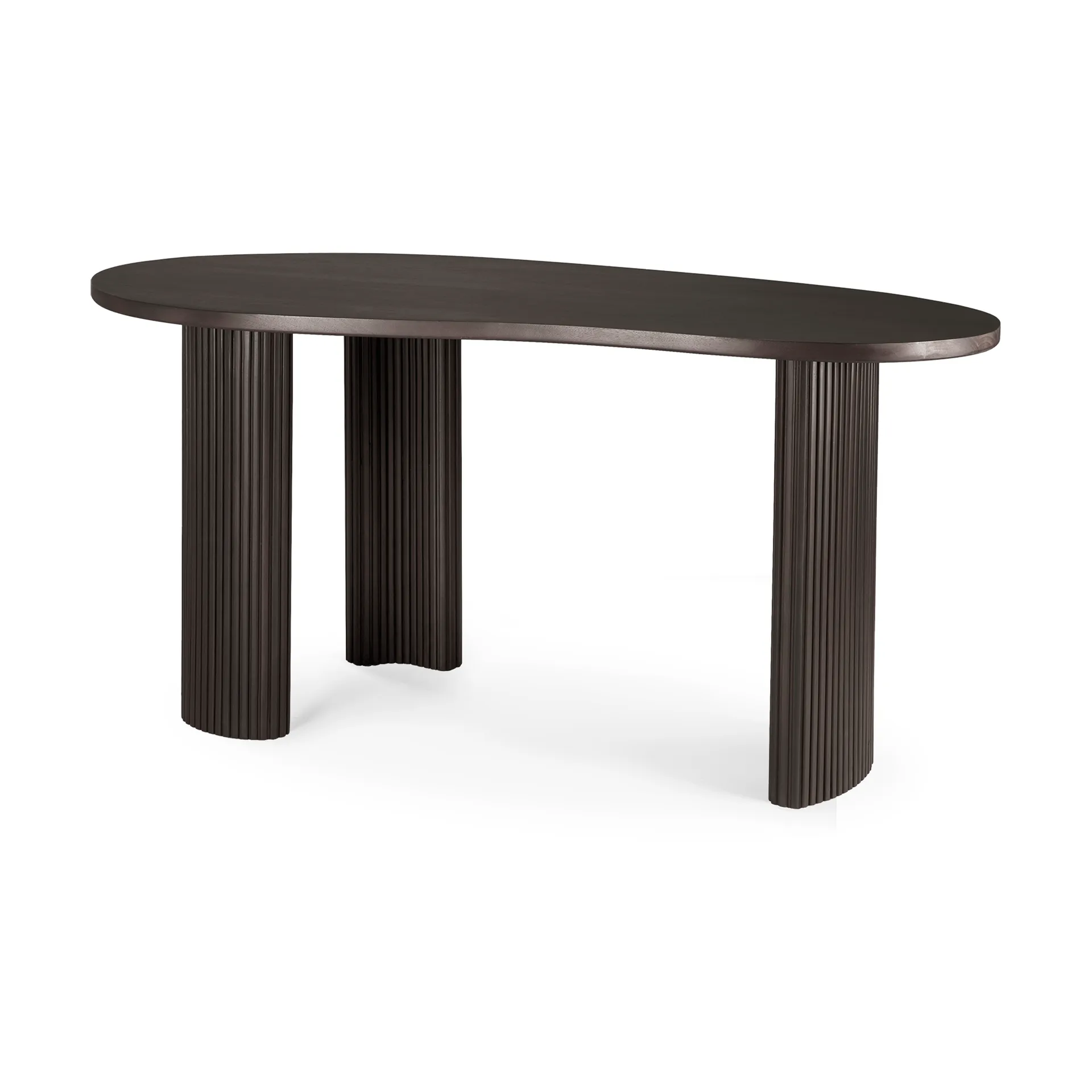 Boomerang desk 160x83x76 cm, Dark brown stained mahogany Ethnicraft