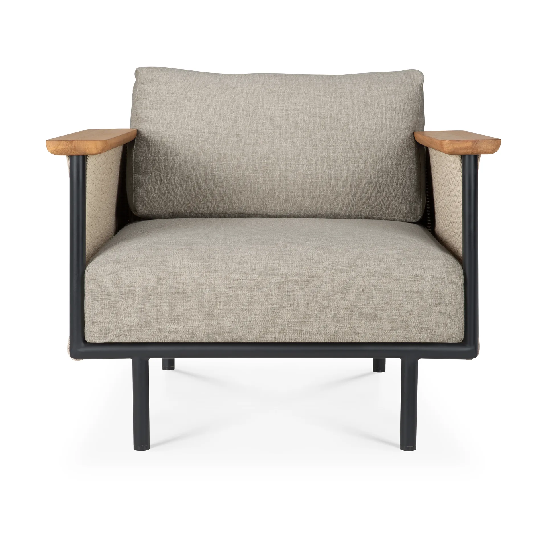 Corbey Outdoor lounge chair with cushion, Aluminium black-Oyster Ethnicraft