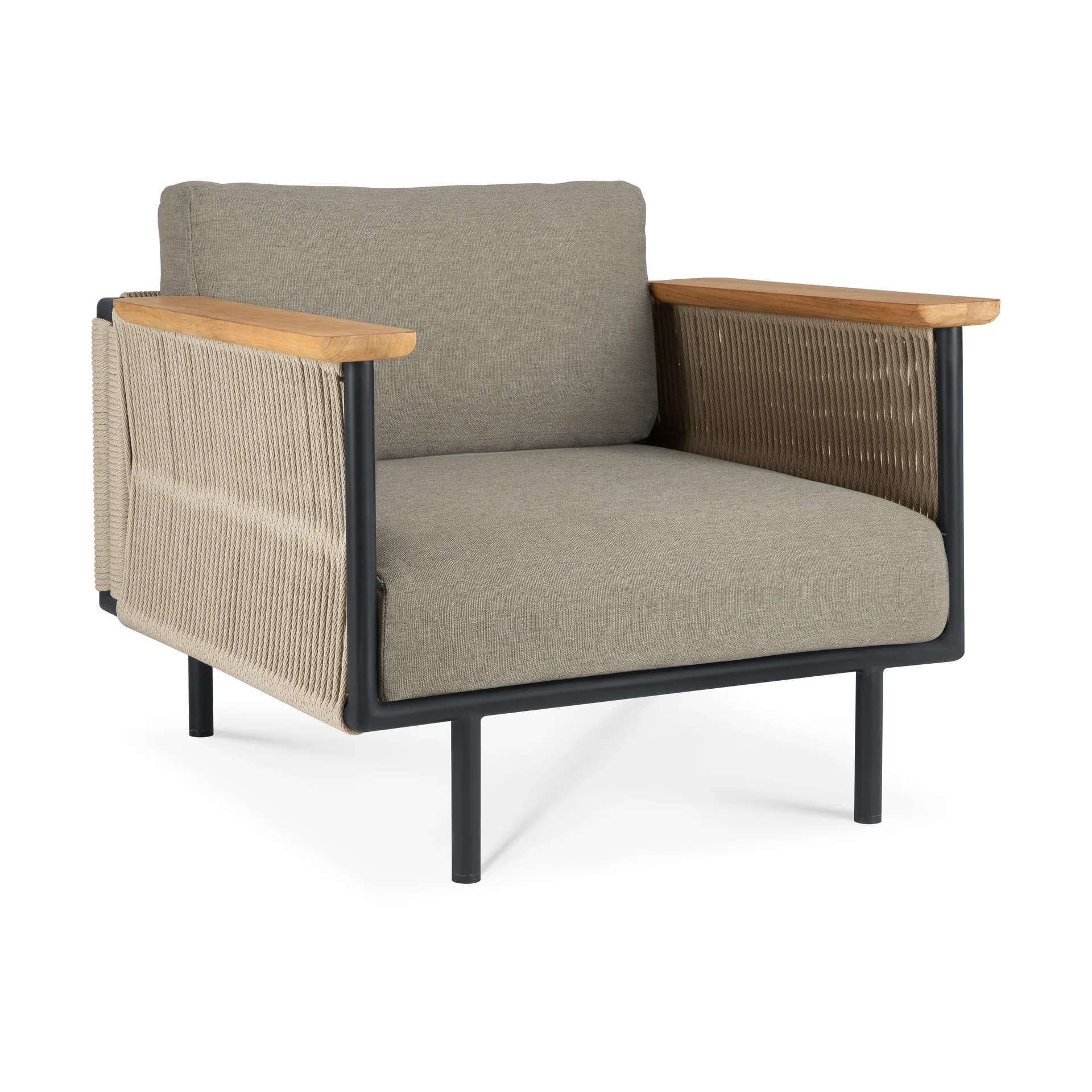 Corbey Outdoor lounge chair with cushion, Aluminium black-Silt Ethnicraft