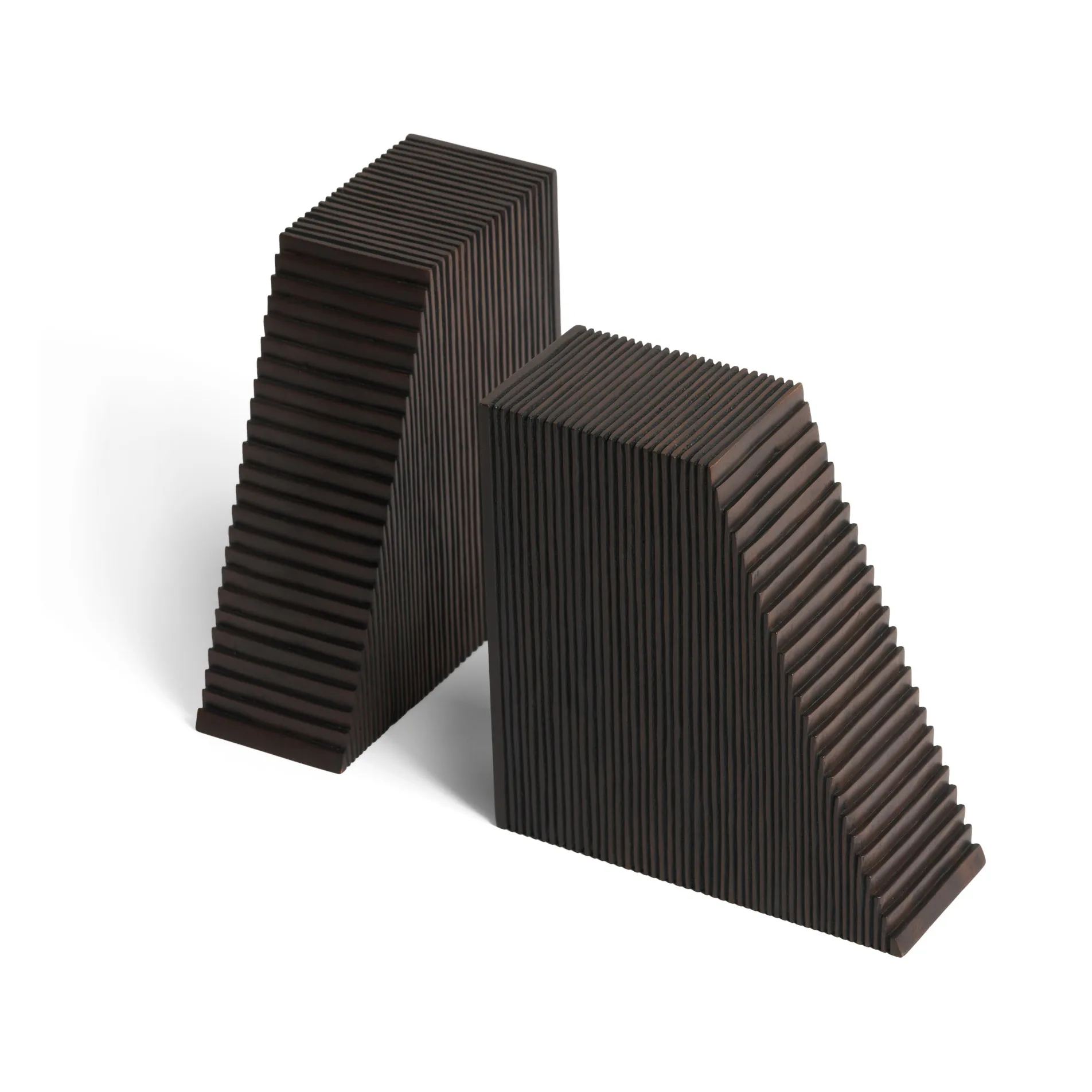 Grooves bookends 2-pack, Mahogany dark brown Ethnicraft