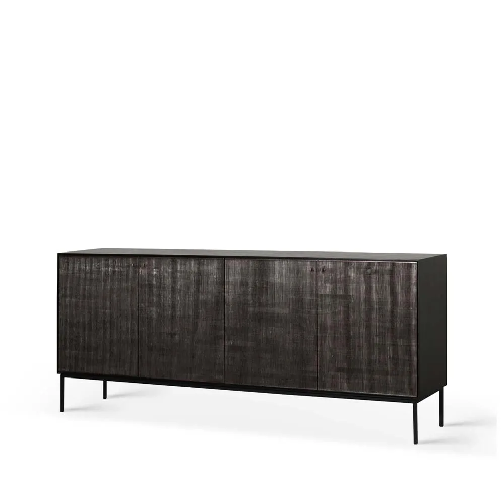 Grooves sideboard, Black 4 doors Ethnicraft