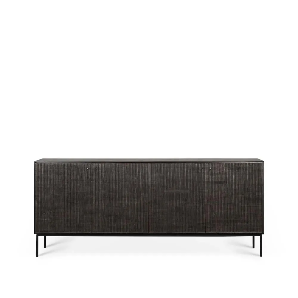 Grooves sideboard, Black 4 doors Ethnicraft
