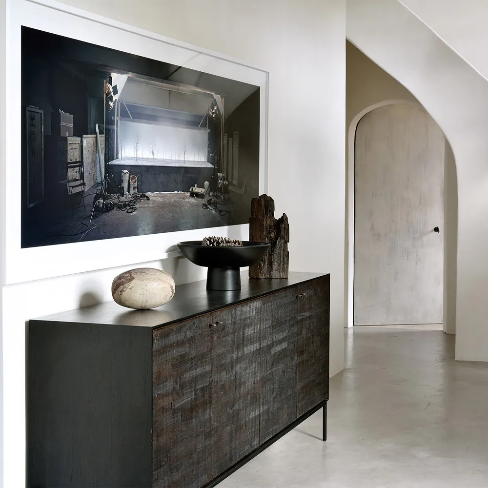 Grooves sideboard, Black 4 doors Ethnicraft