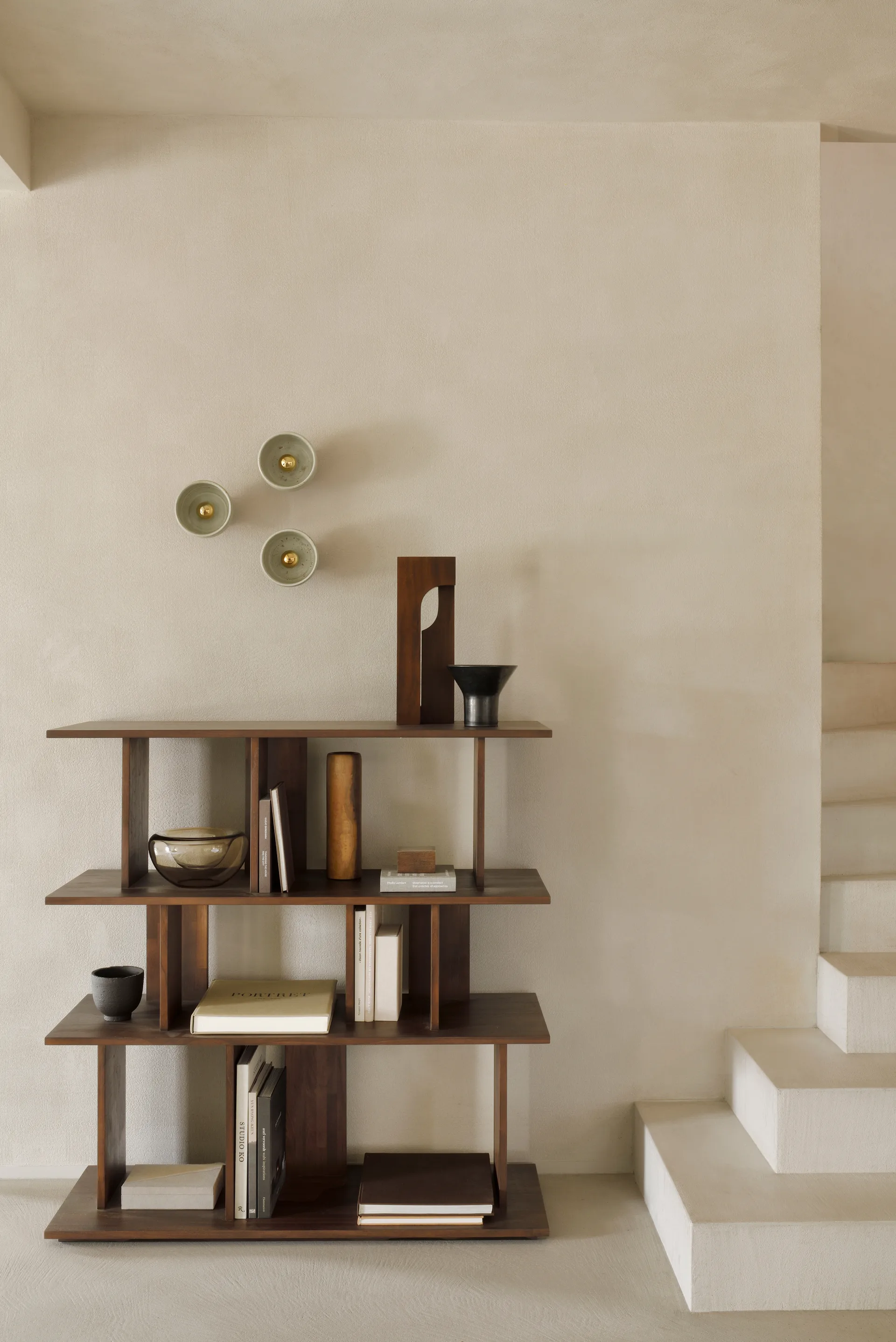 Irregular shelf, Dark stained teak small Ethnicraft