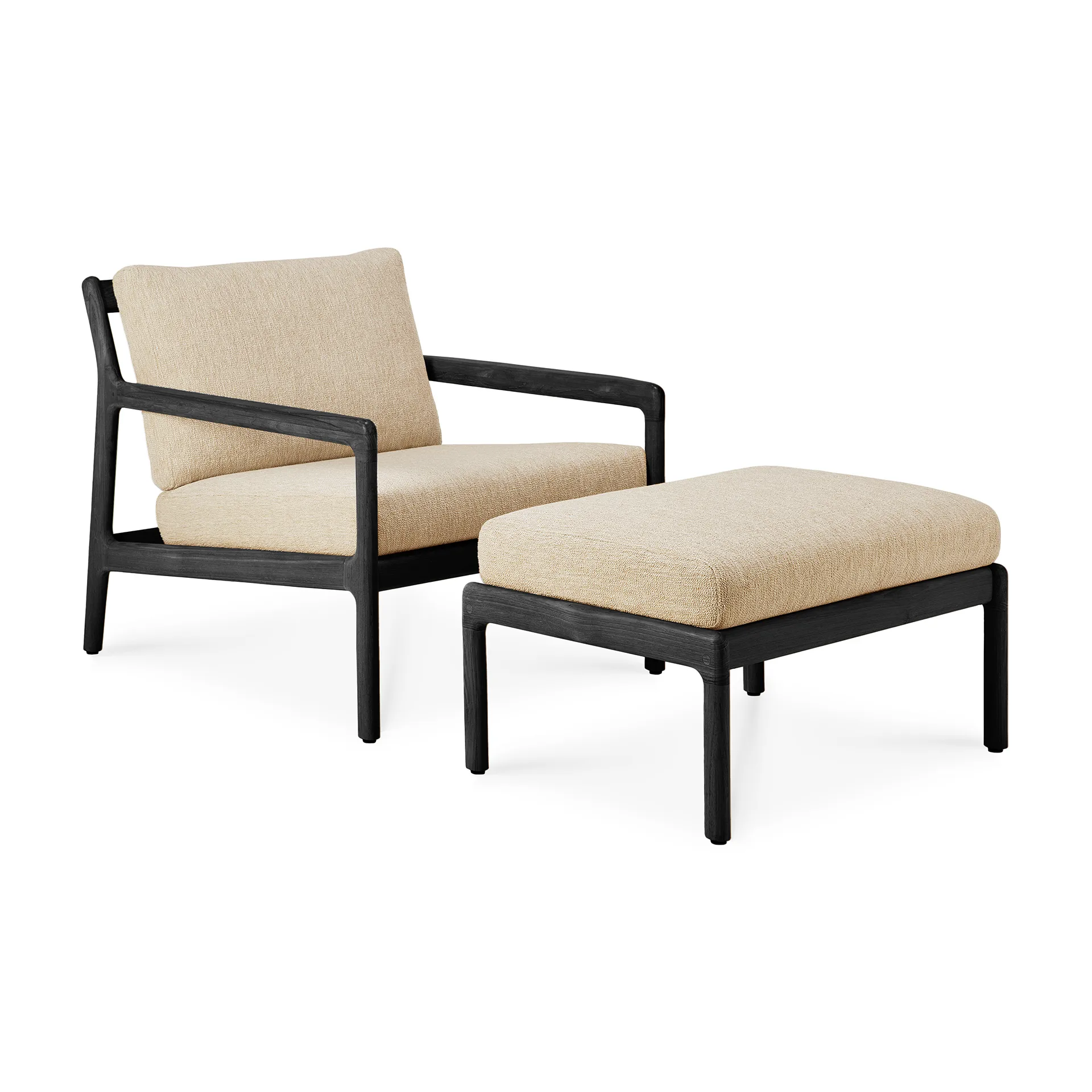 Jack outdoor footstool black stained teak, Natural Ethnicraft