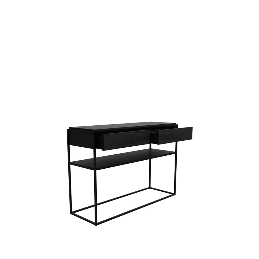 Monolit console table 122x40 cm, Oak black-Black Ethnicraft