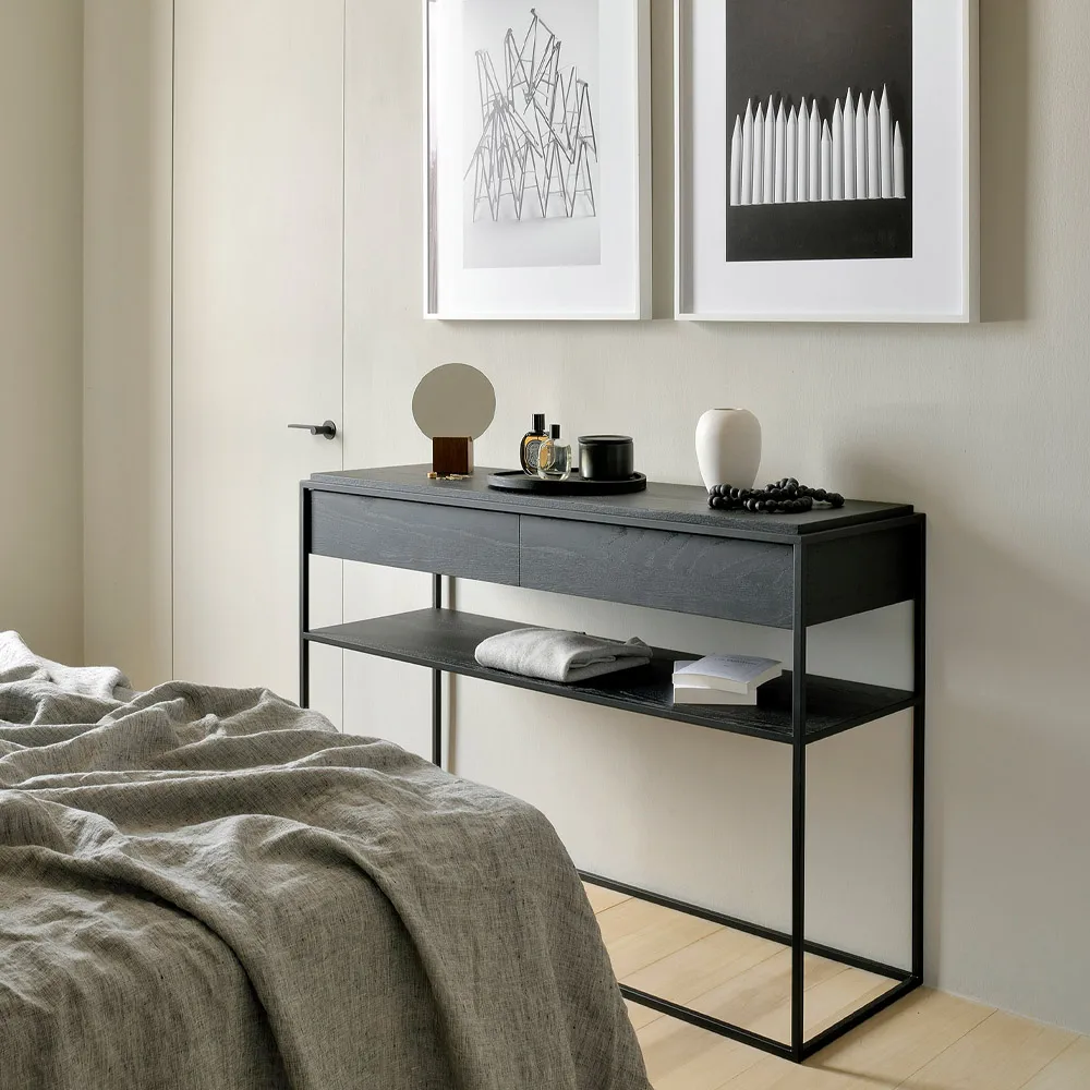 Monolit console table 122x40 cm, Oak-Black Ethnicraft