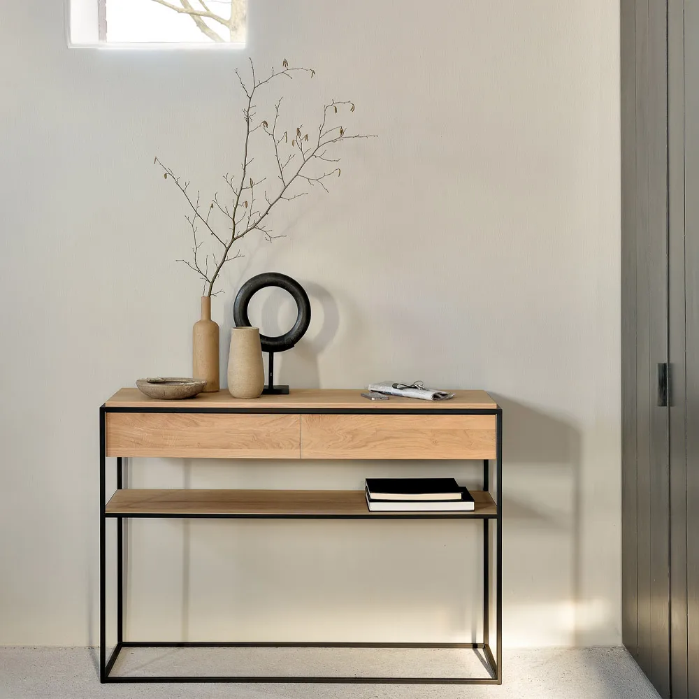 Monolit console table 122x40 cm, Oak-Black Ethnicraft