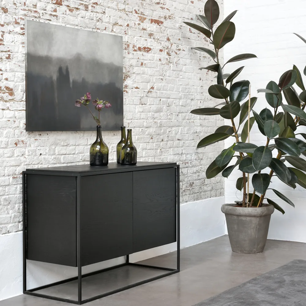 Monolit sideboard, Black oak 2 doors-Metal Ethnicraft