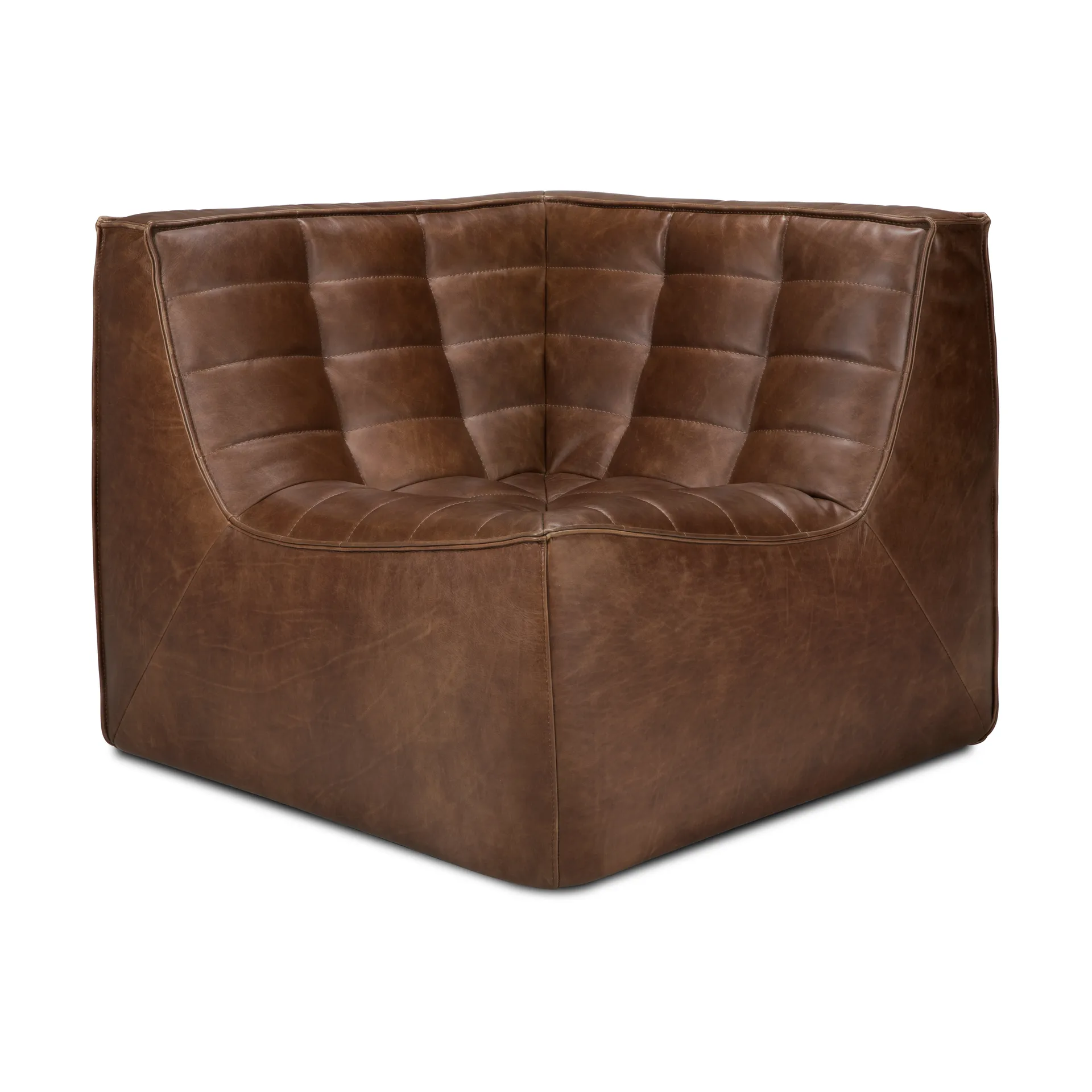 N701 corner module rounded 45°, Leather Chestnut Ethnicraft
