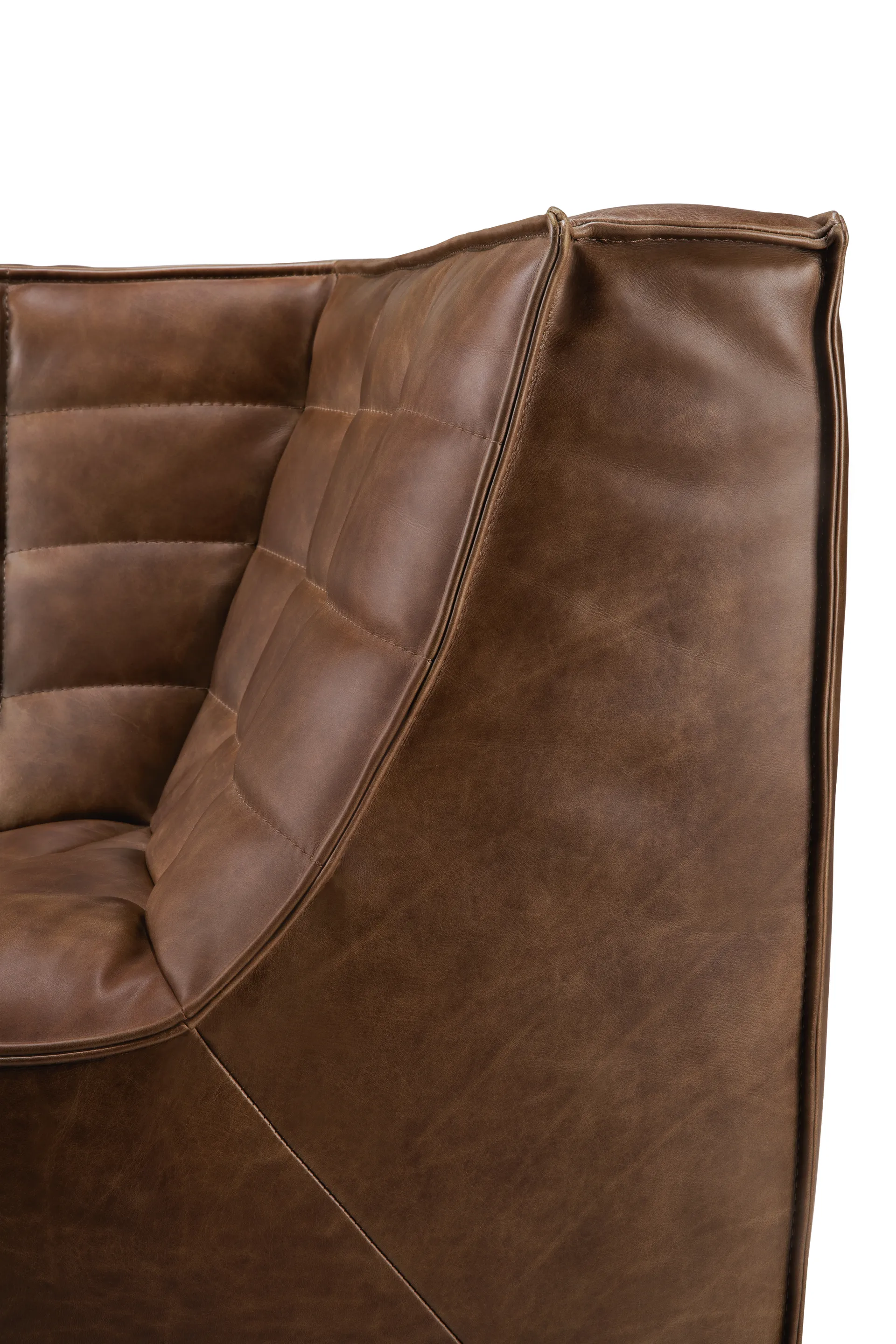 N701 corner module rounded 45°, Leather Chestnut Ethnicraft