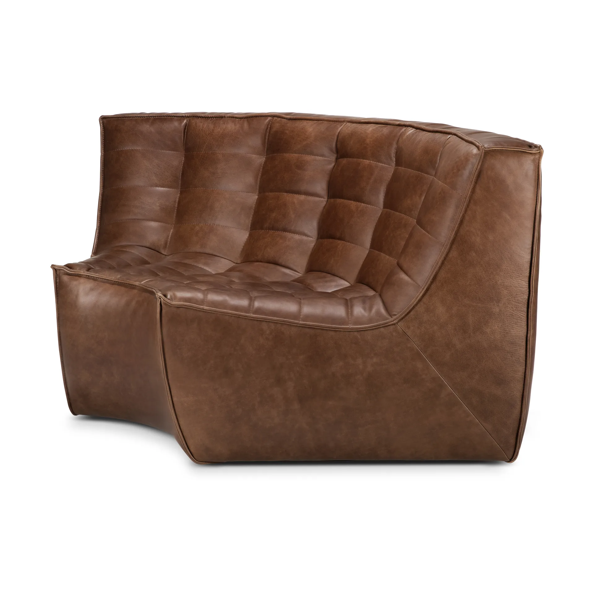 N701 corner module rounded 90°, Leather Chestnut Ethnicraft