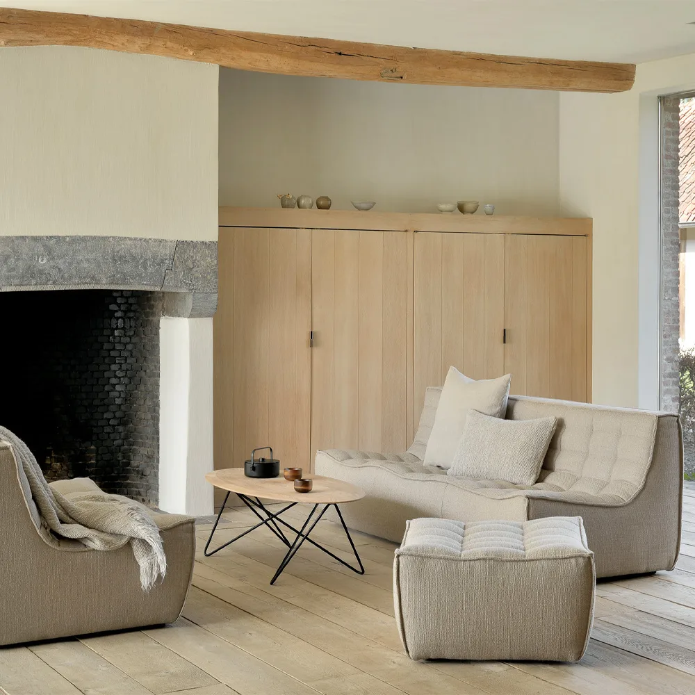 N701 footstool 70x70 cm, Aniline leather brown Ethnicraft