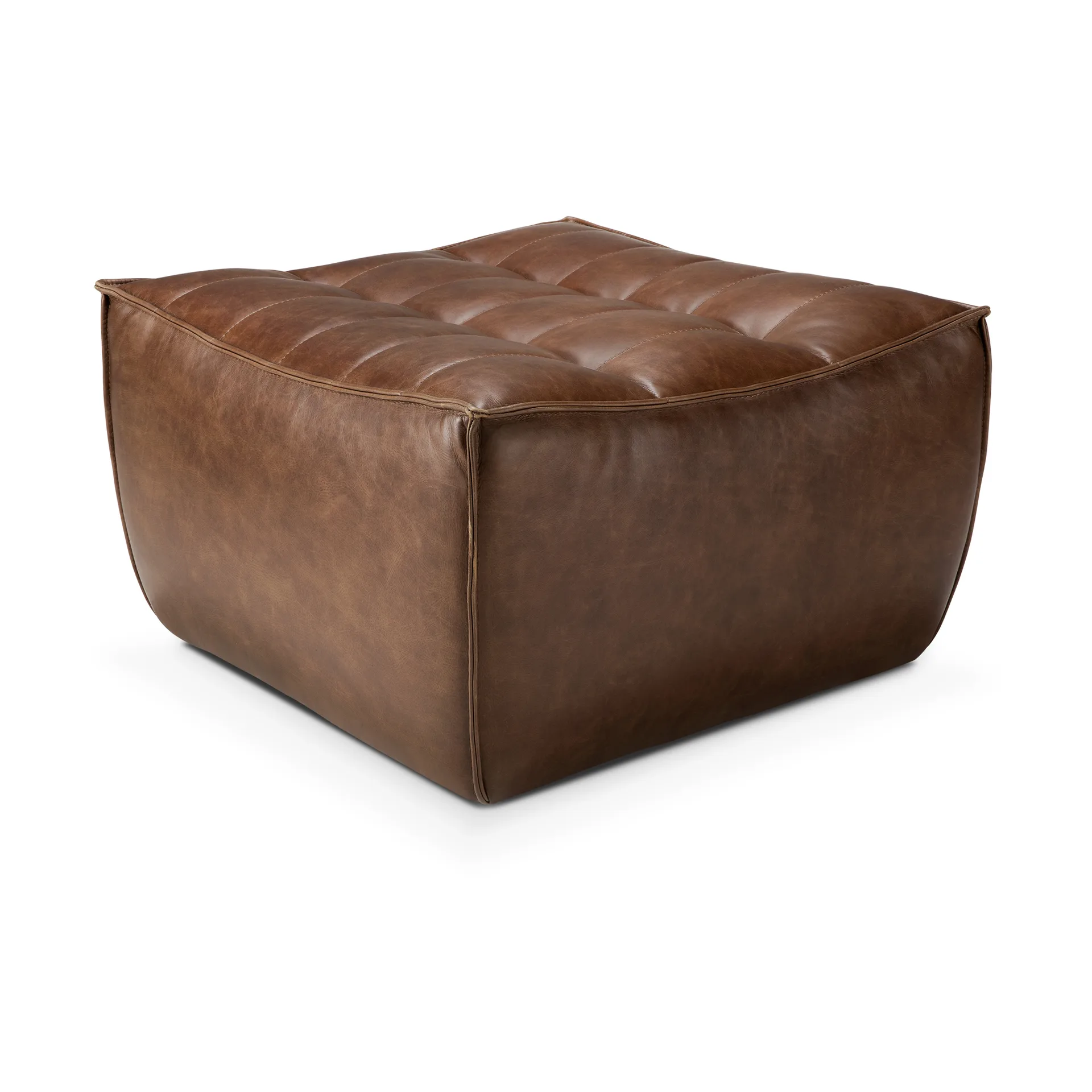N701 footstool 70x70 cm, Leather Chestnut Ethnicraft