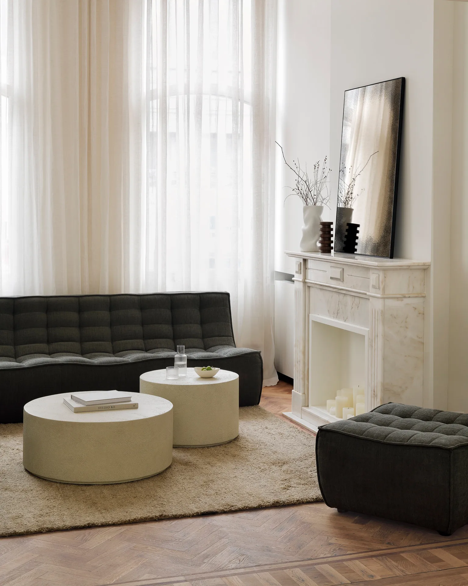 N701 footstool 70x70 cm, Moss Eco fabric Ethnicraft