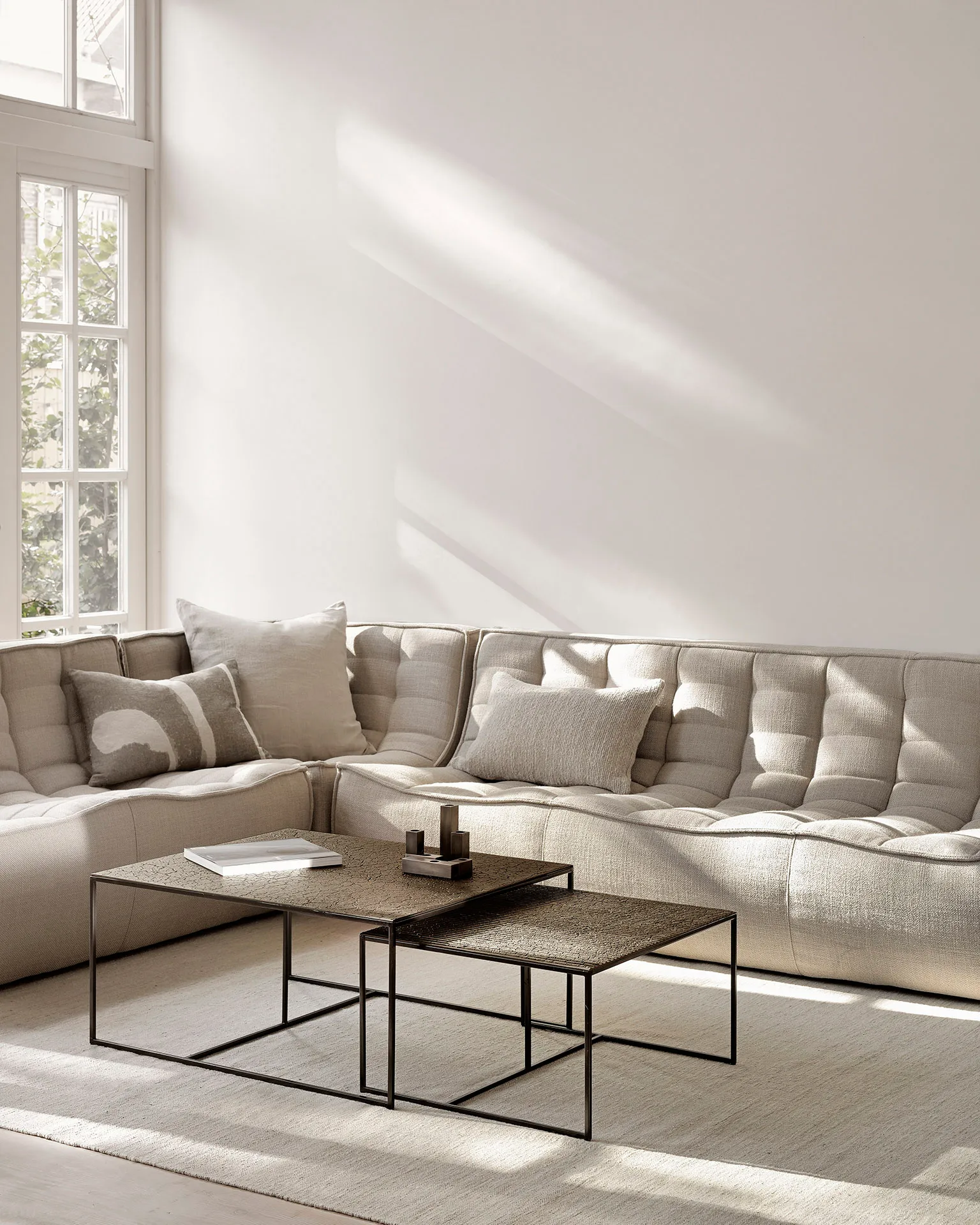 N701 modular corner sofa with rounded corner, fabric Beige, 330x260 cm,  Ethnicraft