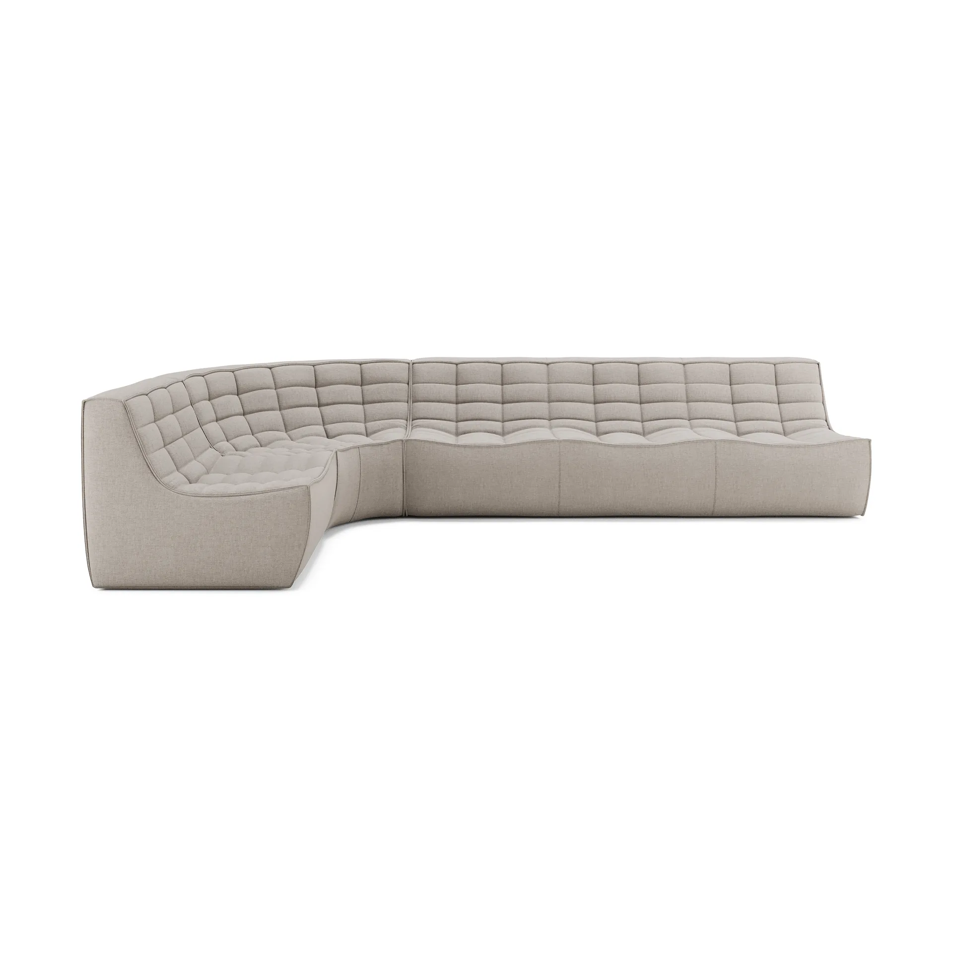 N701 modular corner sofa with rounded corner, fabric Ecru Beige, 301x171 cm,  Ethnicraft