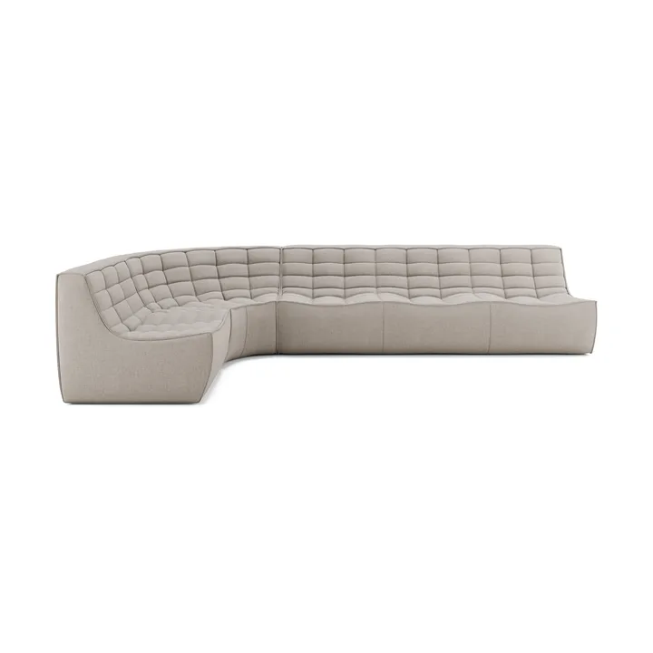 N701 modular corner sofa with rounded corner, fabric Ecru Beige, 301x171 cm - Ethnicraft