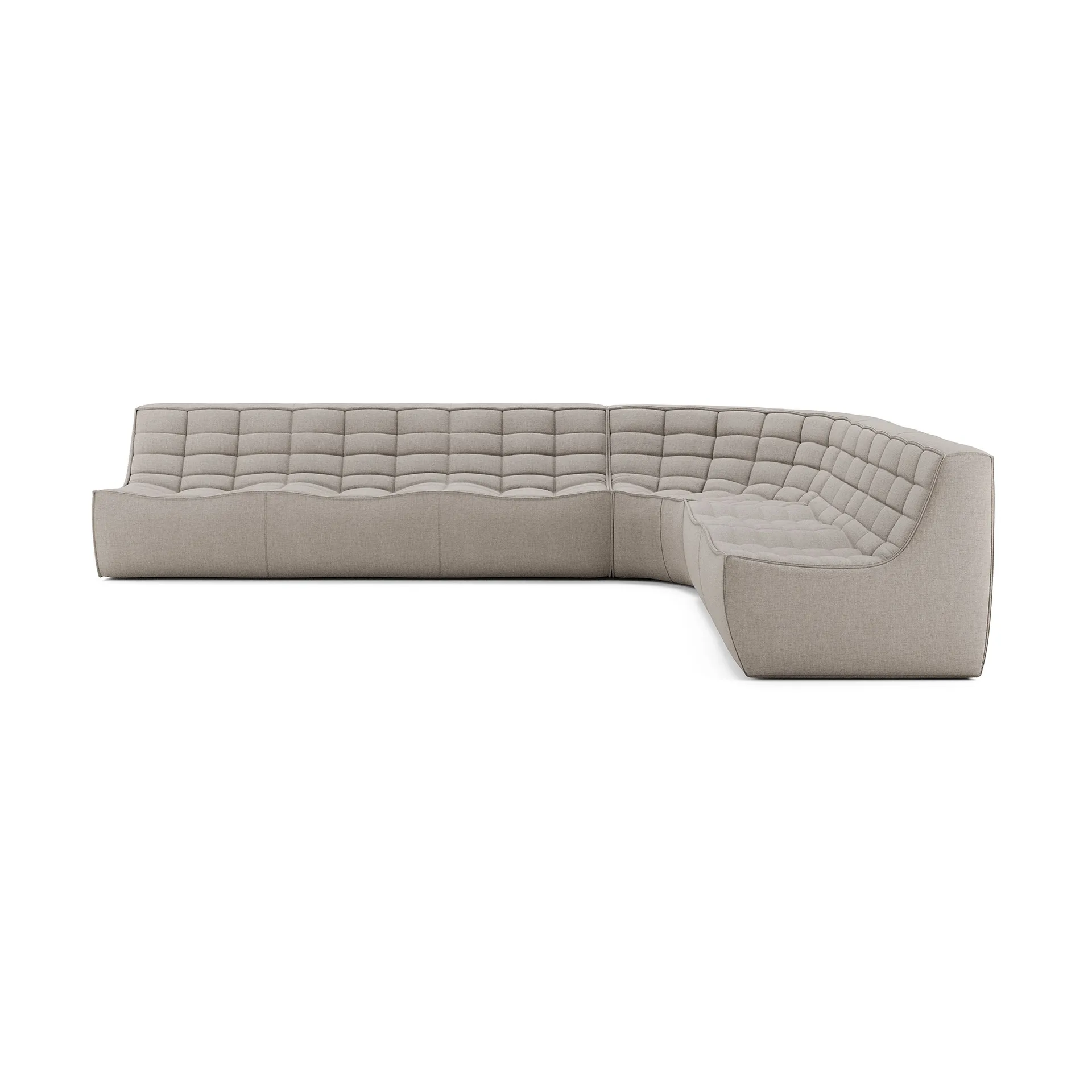 N701 modular corner sofa with rounded corner, fabric Ecru beige, 330x260 cm Ethnicraft
