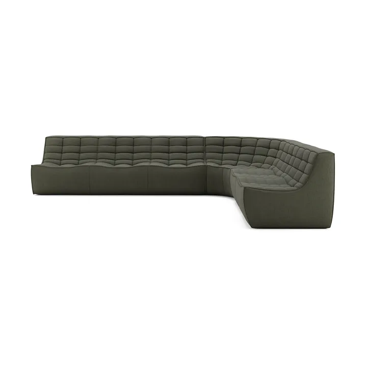 N701 modular corner sofa with rounded corner, fabric Moss Eco, 330x260 cm - Ethnicraft