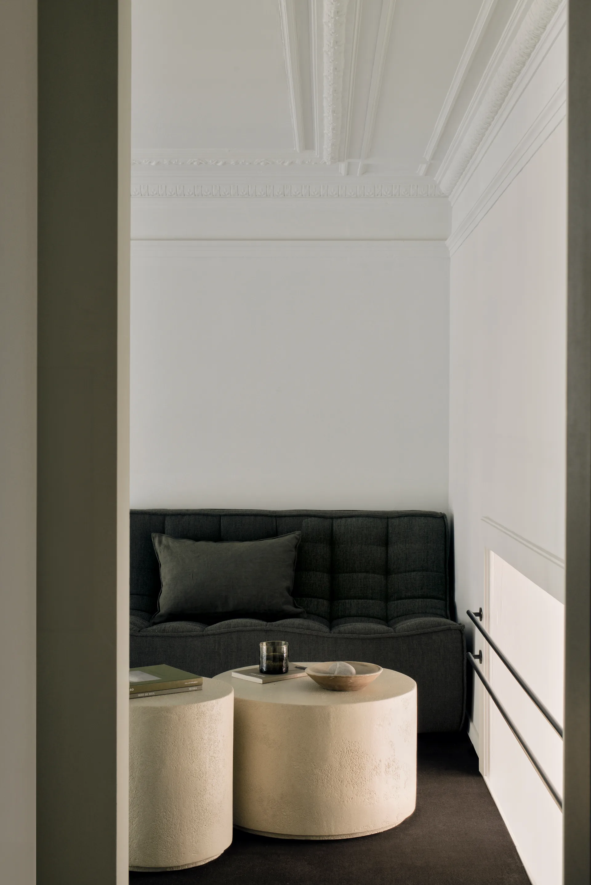 N701 modular corner sofa with rounded corner, fabric Moss Eco, 330x260 cm,  Ethnicraft