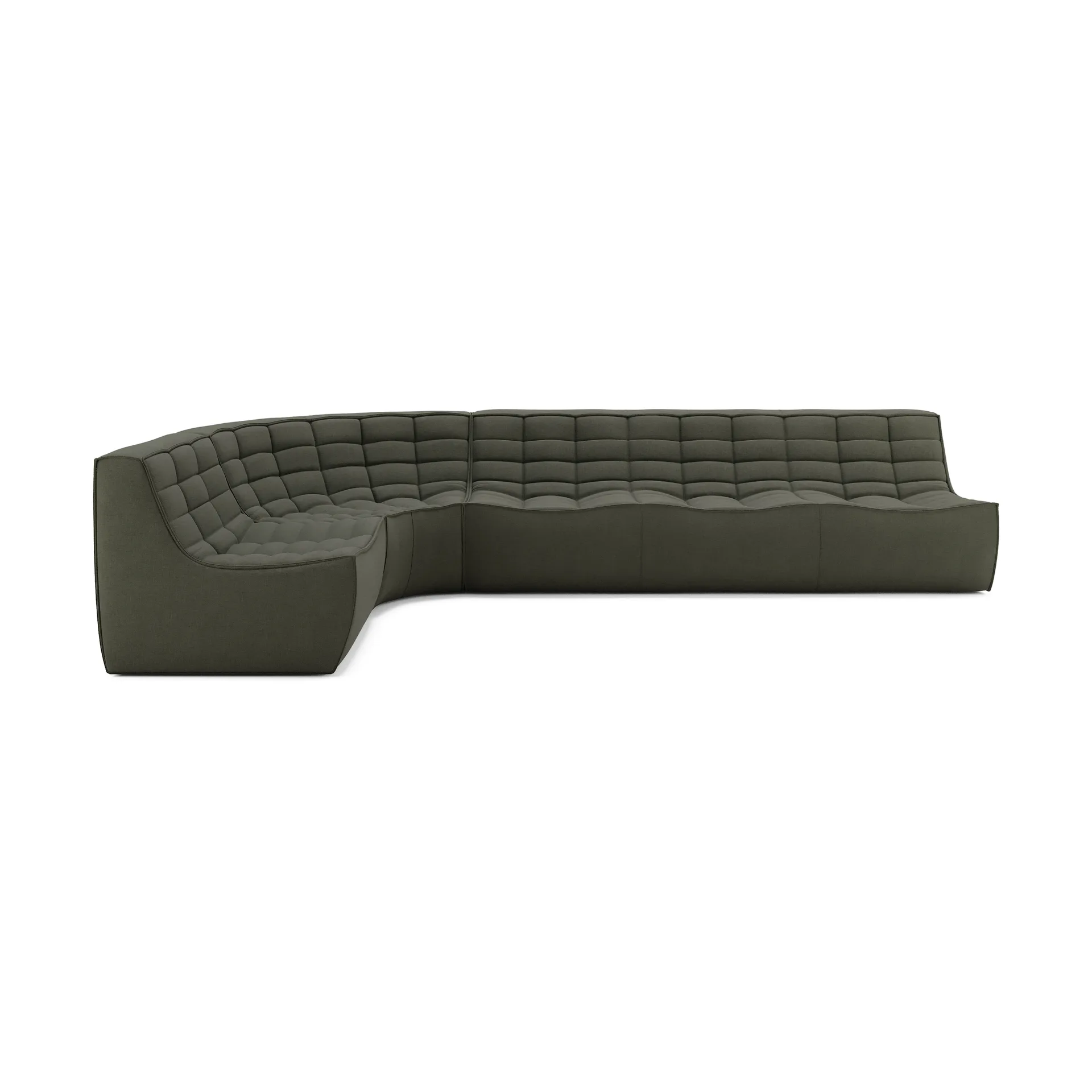 N701 modular corner sofa with rounded corner, Moss Eco fabric, 301x171 cm,  Ethnicraft