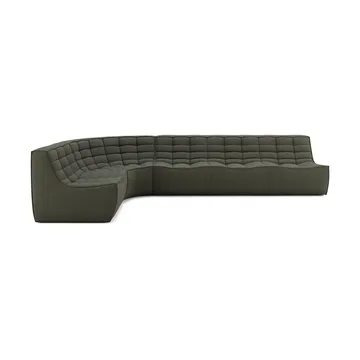 N701 modular corner sofa with rounded corner, Moss Eco fabric, 301x171 cm - Ethnicraft