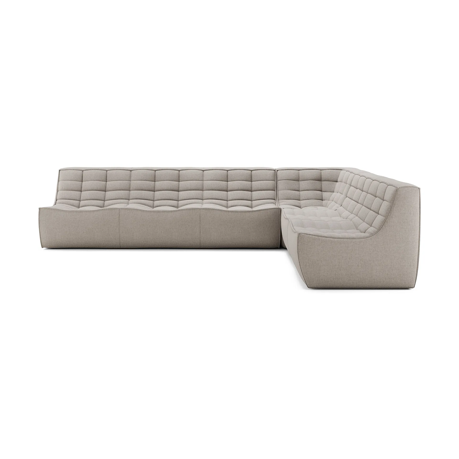 N701 modular corner sofa with straight corner, fabric Ecru Beige, 301x231 cm,  Ethnicraft