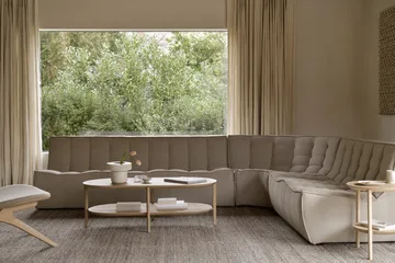 N701 modular corner sofa with straight corner, fabric Ecru Beige, 301x231 cm - Ethnicraft