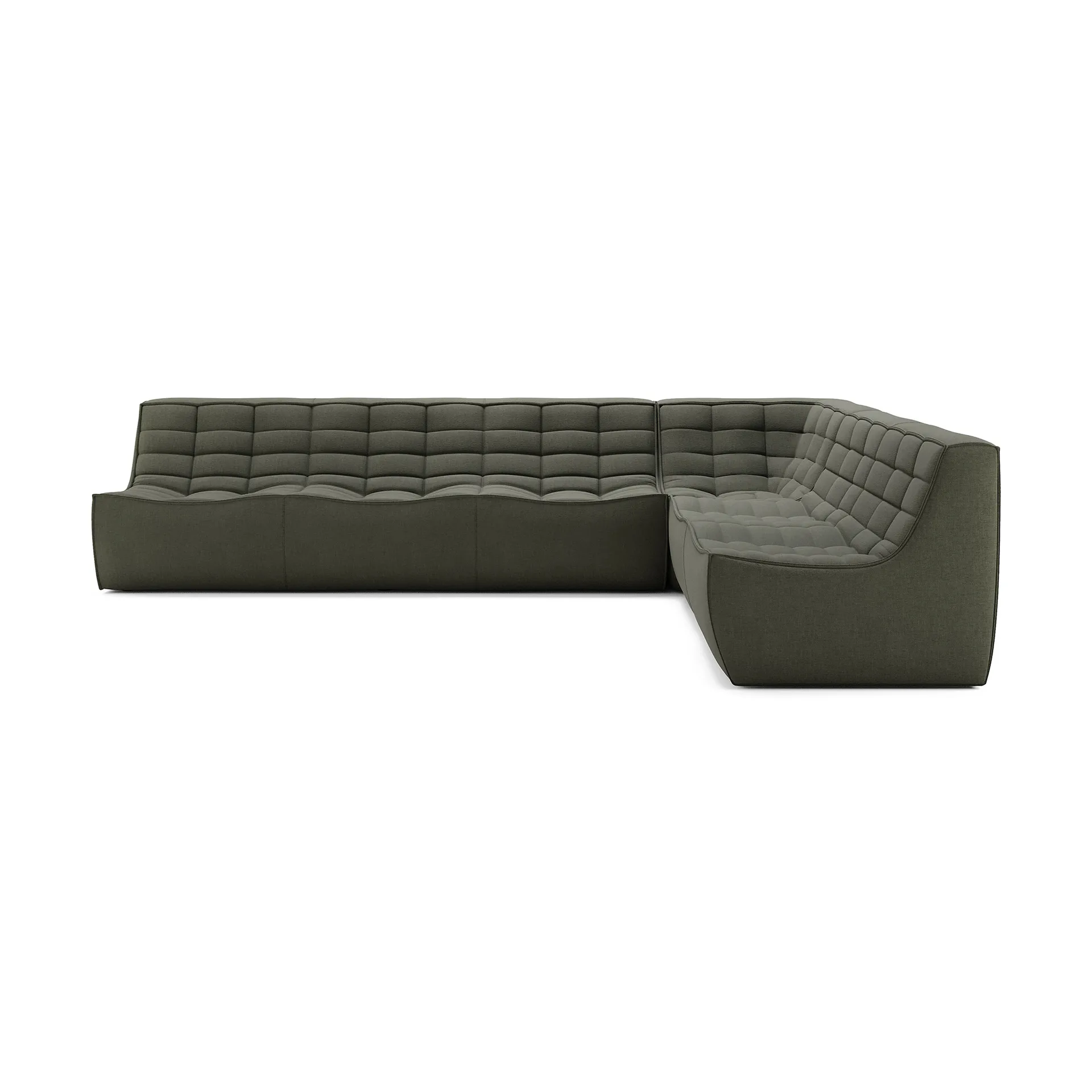 N701 modular corner sofa with straight corner, fabric Moss Eco, 301x231 cm,  Ethnicraft