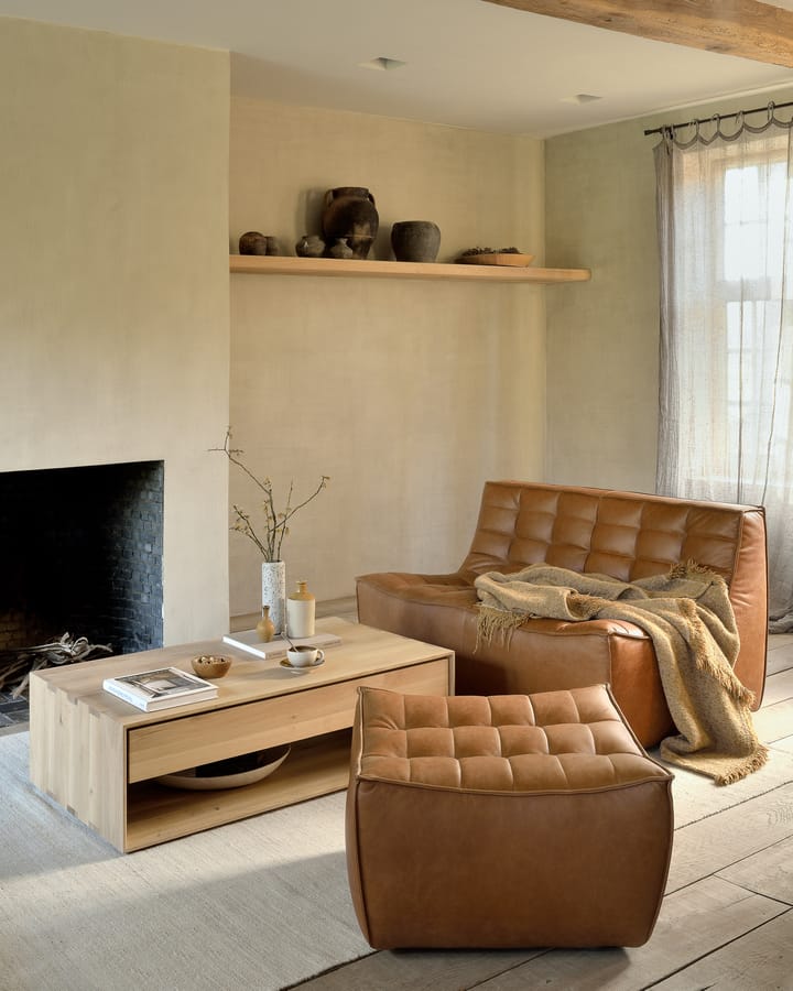 N701 sofa 2-seater, leather old saddle brown Ethnicraft