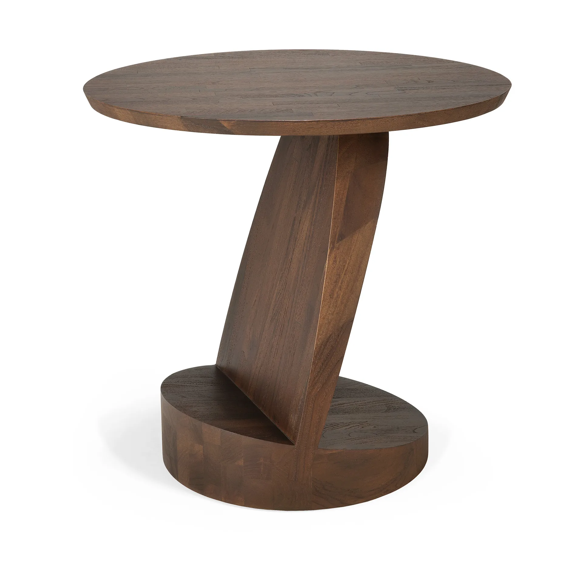 Oblic side table Ø52 cm, Brown stained teak Ethnicraft