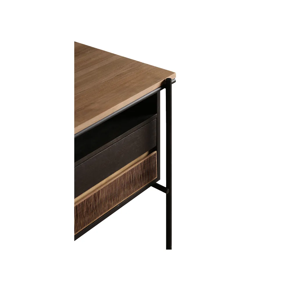 Oscar desk with drawers, Teak-black metal legs Ethnicraft